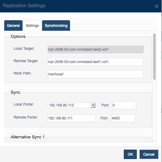 iscsi iser nvme-of
                replication settings